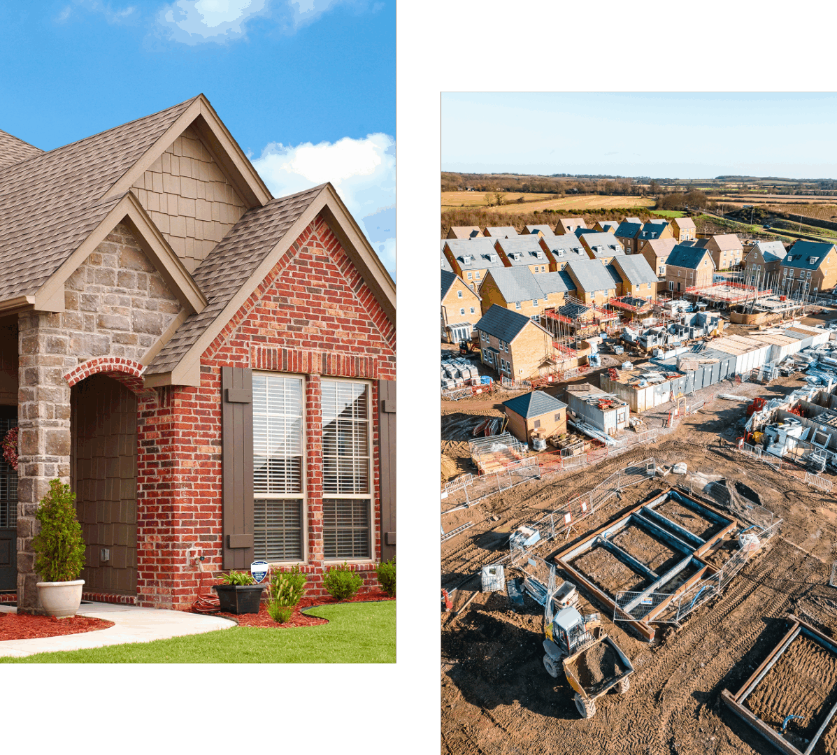 Aerial view of housing development under construction